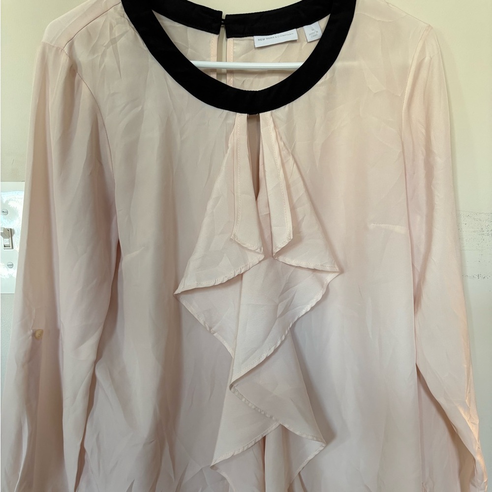 New York & Company Blush Ruffle Blouse